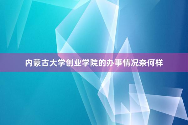内蒙古大学创业学院的办事情况奈何样